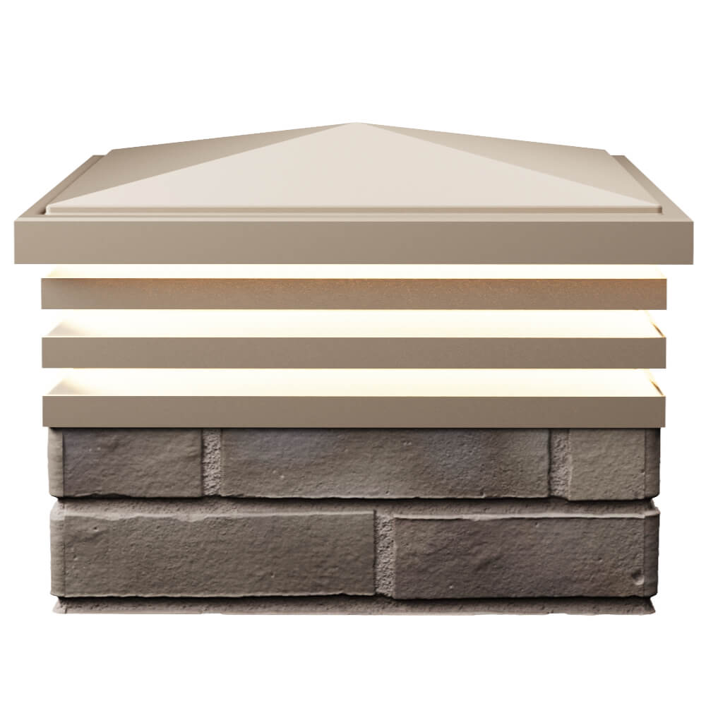 Колпак Zking Бона ХайТек Бежевый на столб 1.5х1.5 кирпича (385х385мм) с подсветкой в Нижнекамске фото