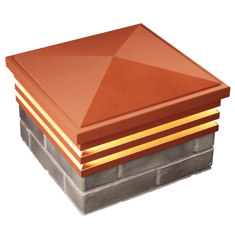 Колпак Zking Бона ХайТек Красный на столб 1.5х1.5 кирпича (385х385мм) с подсветкой в Нижнекамске фото