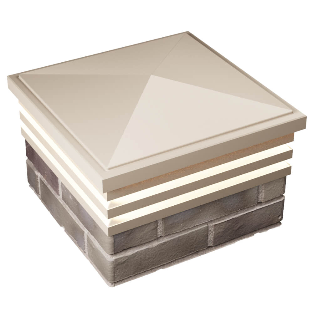 Колпак Zking Бона ХайТек Бежевый на столб 1.5х1.5 кирпича (385х385мм) с подсветкой в Нижнекамске фото