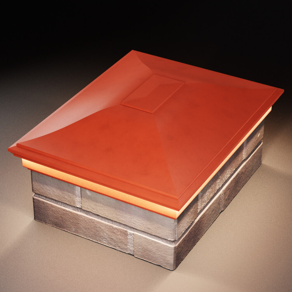 Колпак Zking Монблан Красный на столб 2х1.5 кирпича (515х385мм) c подсветкой в Нижнекамске фото