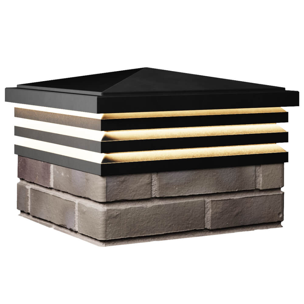 Колпак Zking Бона ХайТек Черный на столб 1.5х1.5 кирпича (385х385мм) с подсветкой в Нижнекамске фото