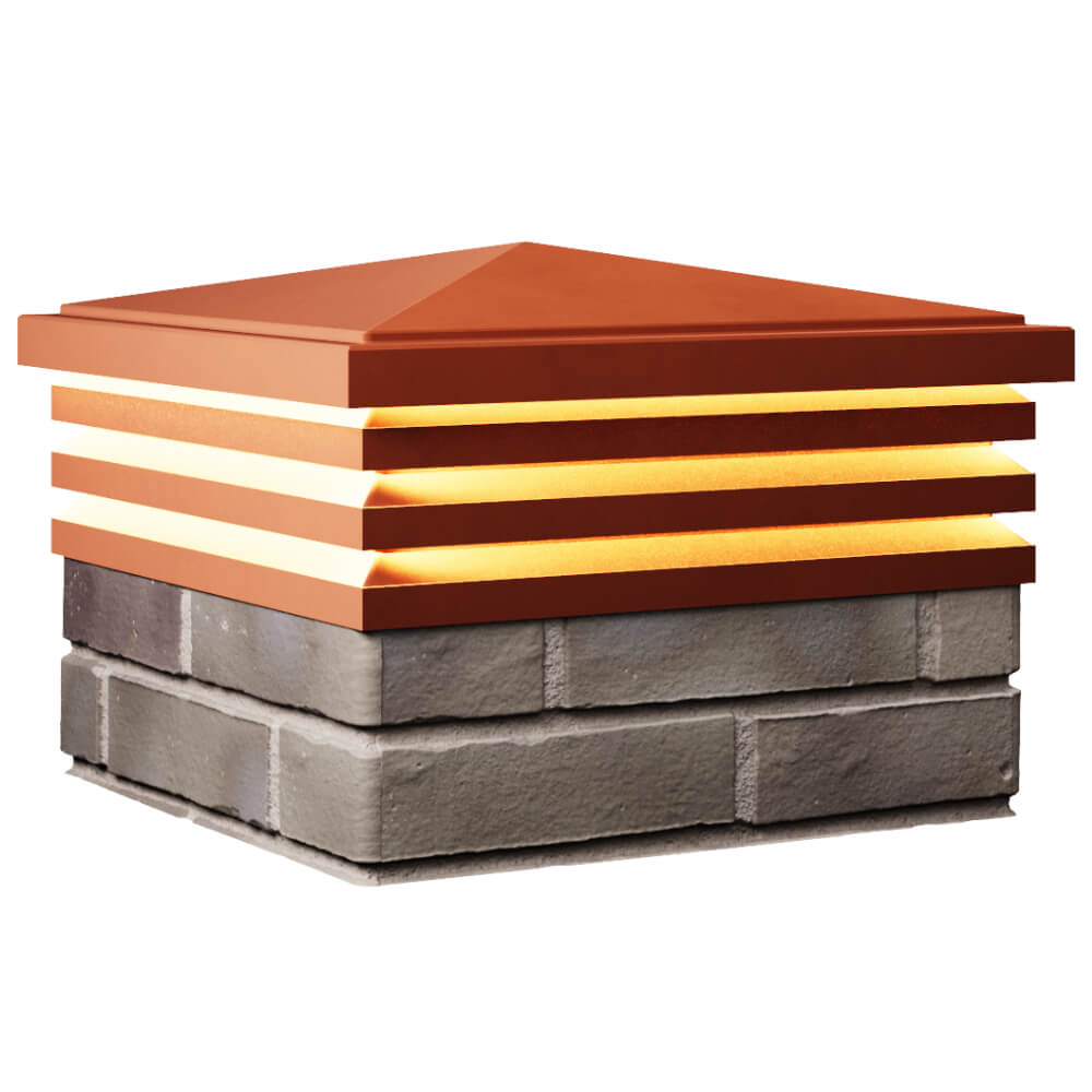 Колпак Zking Бона ХайТек Красный на столб 1.5х1.5 кирпича (385х385мм) с подсветкой в Нижнекамске фото