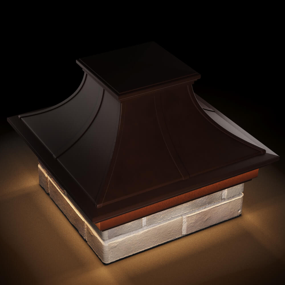 Колпак Zking Монблан Премиум Коричневый на столб 1.5х1.5 кирпича (385х385мм) с подсветкой в Нижнекамске фото