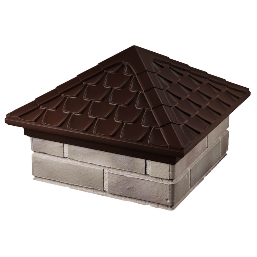 Колпак Zking Эльбрус Коричневый на столб 1.5х1.5 кирпича (385х385мм) в Нижнекамске фото