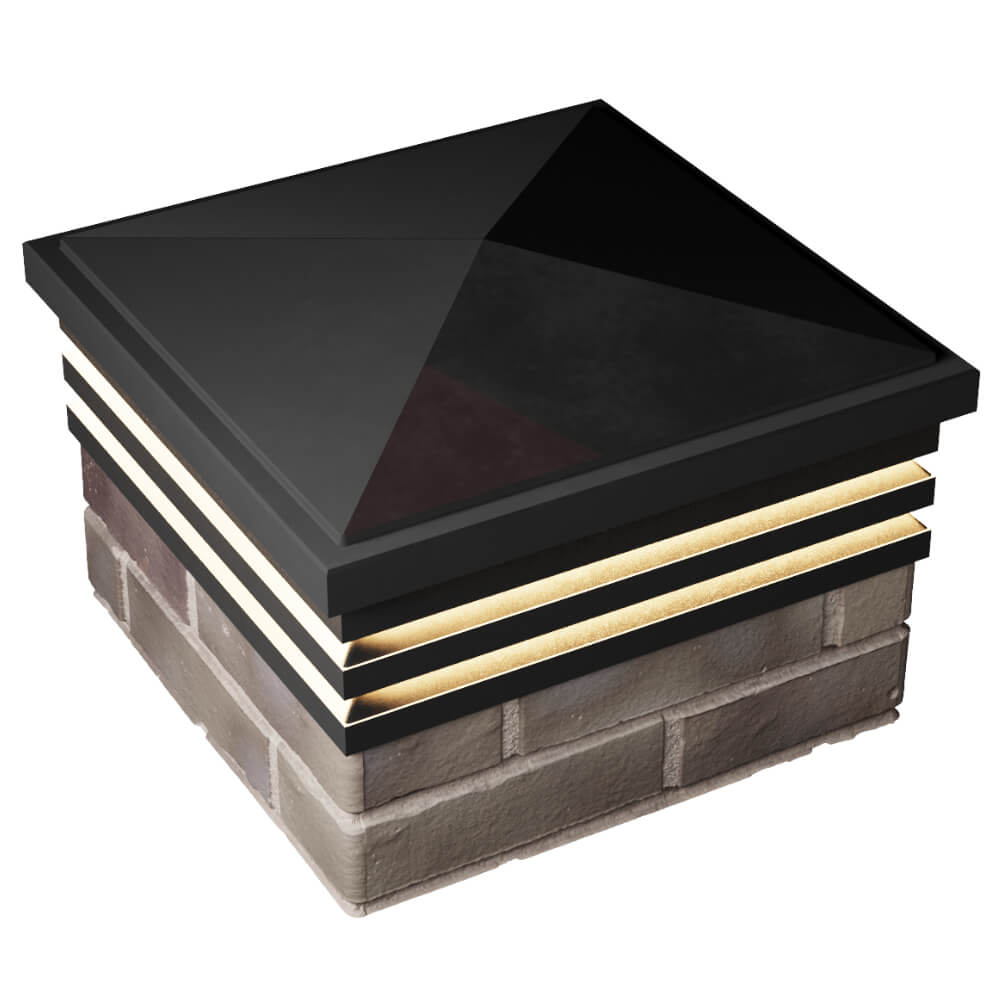 Колпак Zking Бона ХайТек Черный на столб 1.5х1.5 кирпича (385х385мм) с подсветкой в Нижнекамске фото