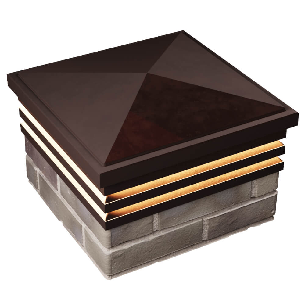 Колпак Zking Бона ХайТек Коричневый на столб 1.5х1.5 кирпича (385х385мм) с подсветкой в Нижнекамске фото