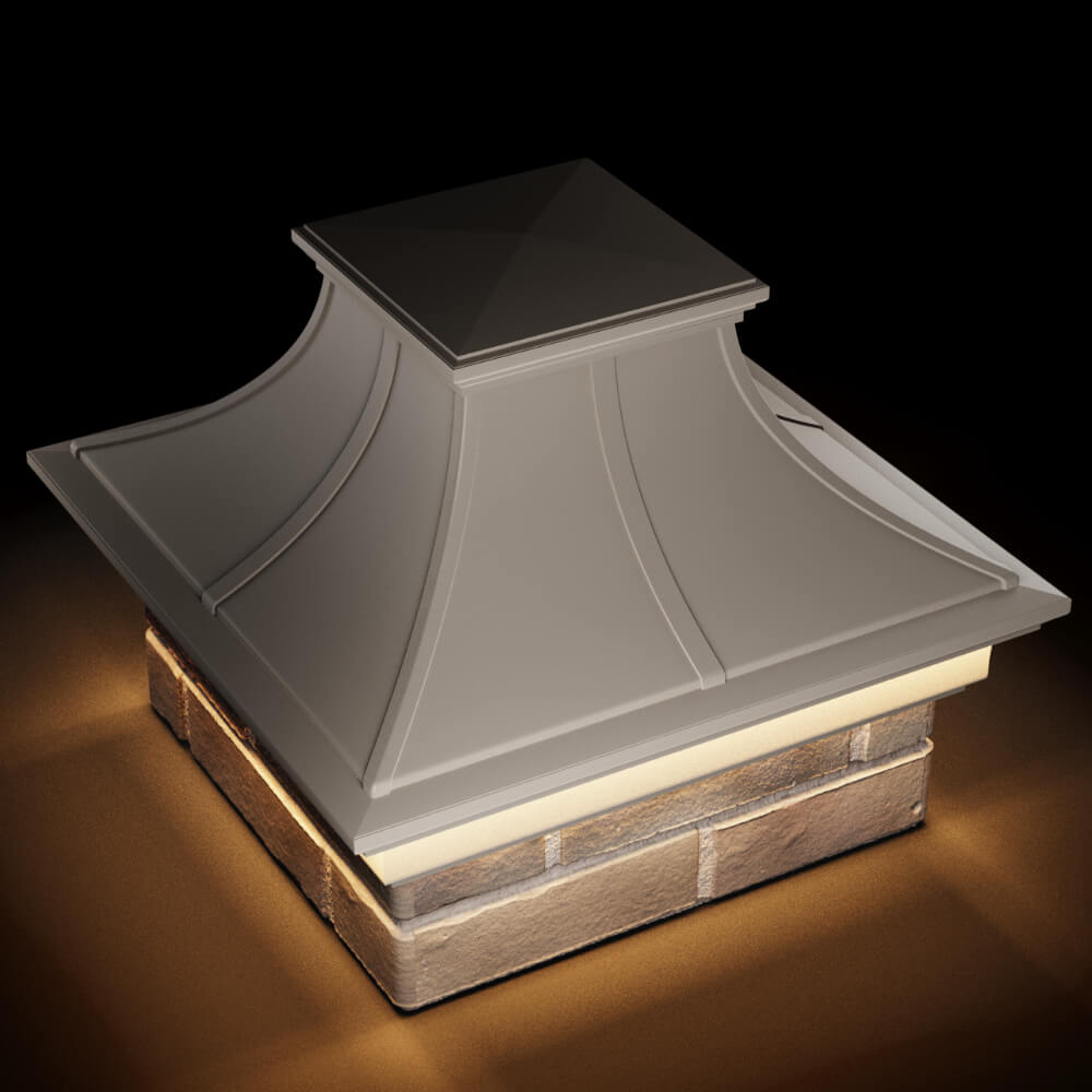 Колпак Zking Монблан Премиум Бежевый на столб 1.5х1.5 кирпича (385х385мм) с подсветкой в Нижнекамске фото