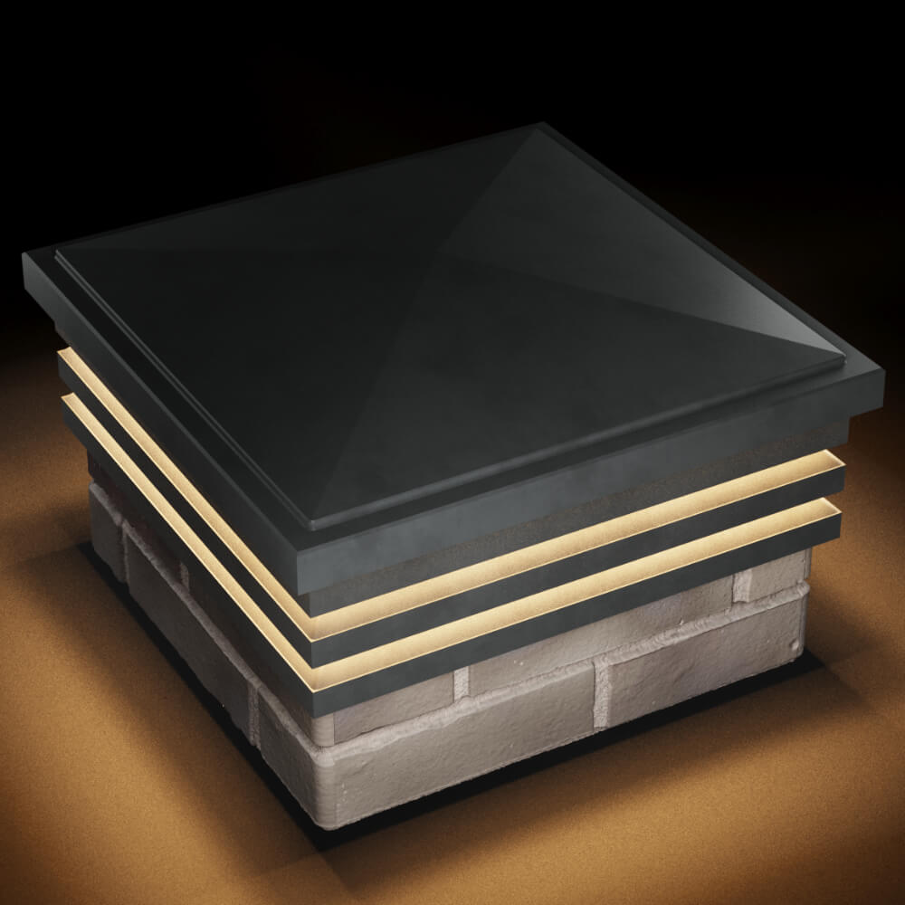 Колпак Zking Бона ХайТек Серый на столб 1.5х1.5 кирпича (385х385мм) с подсветкой в Нижнекамске фото