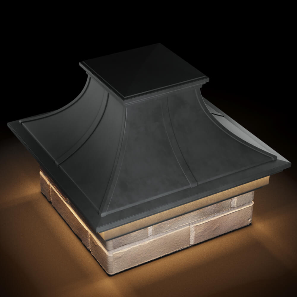 Колпак Zking Монблан Премиум Серый на столб 1.5х1.5 кирпича (385х385мм) с подсветкой в Нижнекамске фото