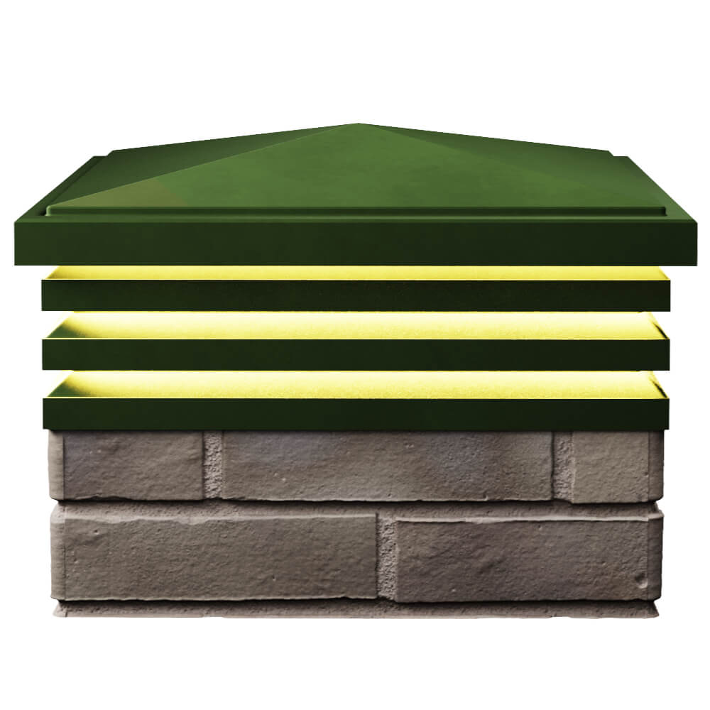 Колпак Zking Бона ХайТек Зеленый на столб 1.5х1.5 кирпича (385х385мм) с подсветкой в Нижнекамске фото