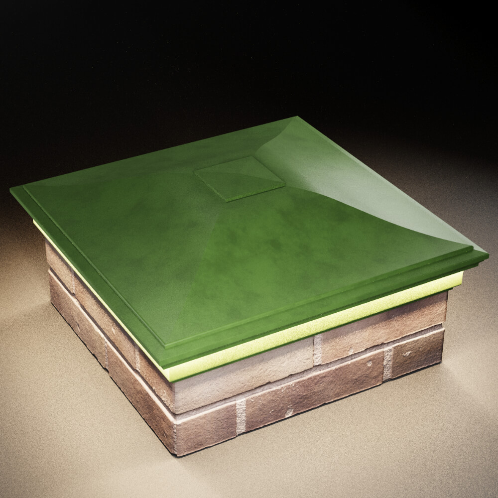 Колпак Zking Монблан Зеленый на столб 2х2 кирпича (515х515мм) c подсветкой в Нижнекамске фото