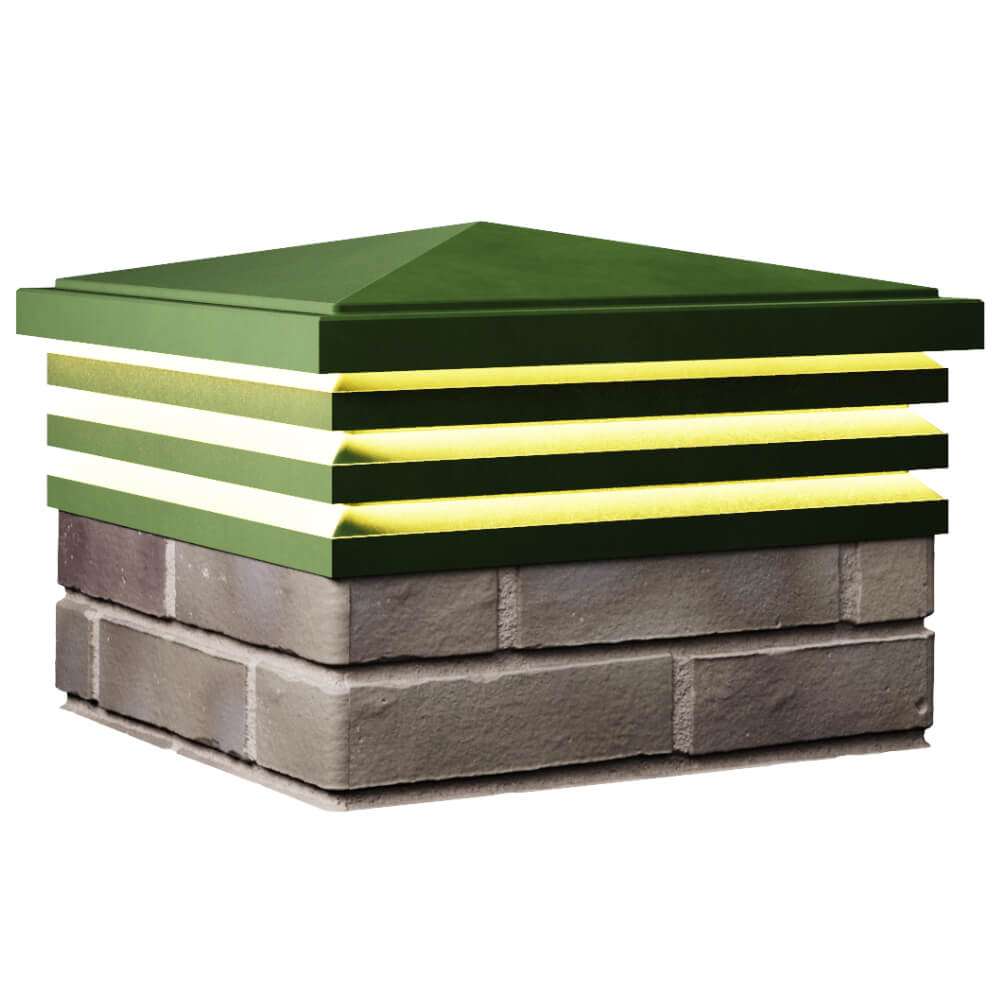 Колпак Zking Бона ХайТек Зеленый на столб 1.5х1.5 кирпича (385х385мм) с подсветкой в Нижнекамске фото