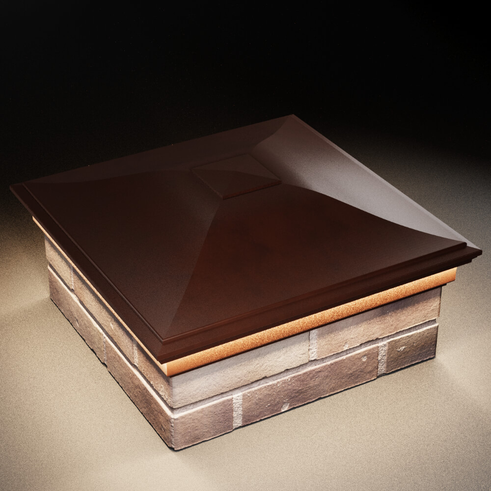 Колпак Zking Монблан Коричневый на столб 2х2 кирпича (515х515мм) c подсветкой в Нижнекамске фото