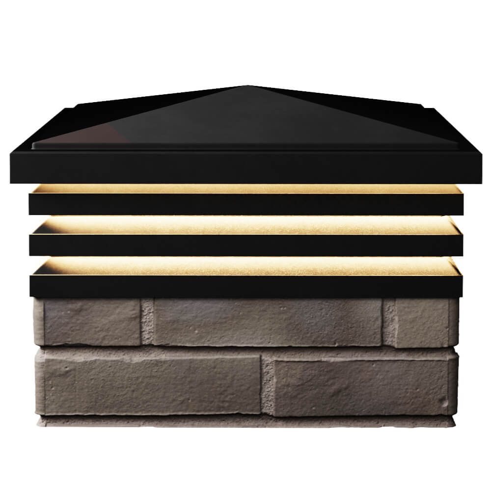 Колпак Zking Бона ХайТек Черный на столб 1.5х1.5 кирпича (385х385мм) с подсветкой в Нижнекамске фото