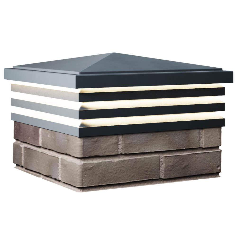 Колпак Zking Бона ХайТек Серый на столб 1.5х1.5 кирпича (385х385мм) с подсветкой в Нижнекамске фото