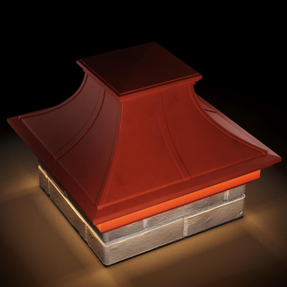 Колпак Zking Монблан Премиум Красный на столб 1.5х1.5 кирпича (385х385мм) с подсветкой в Нижнекамске фото