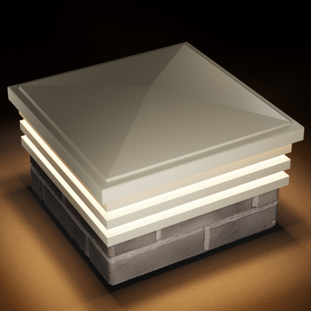 Колпак Zking Бона ХайТек Бежевый на столб 1.5х1.5 кирпича (385х385мм) с подсветкой в Нижнекамске фото