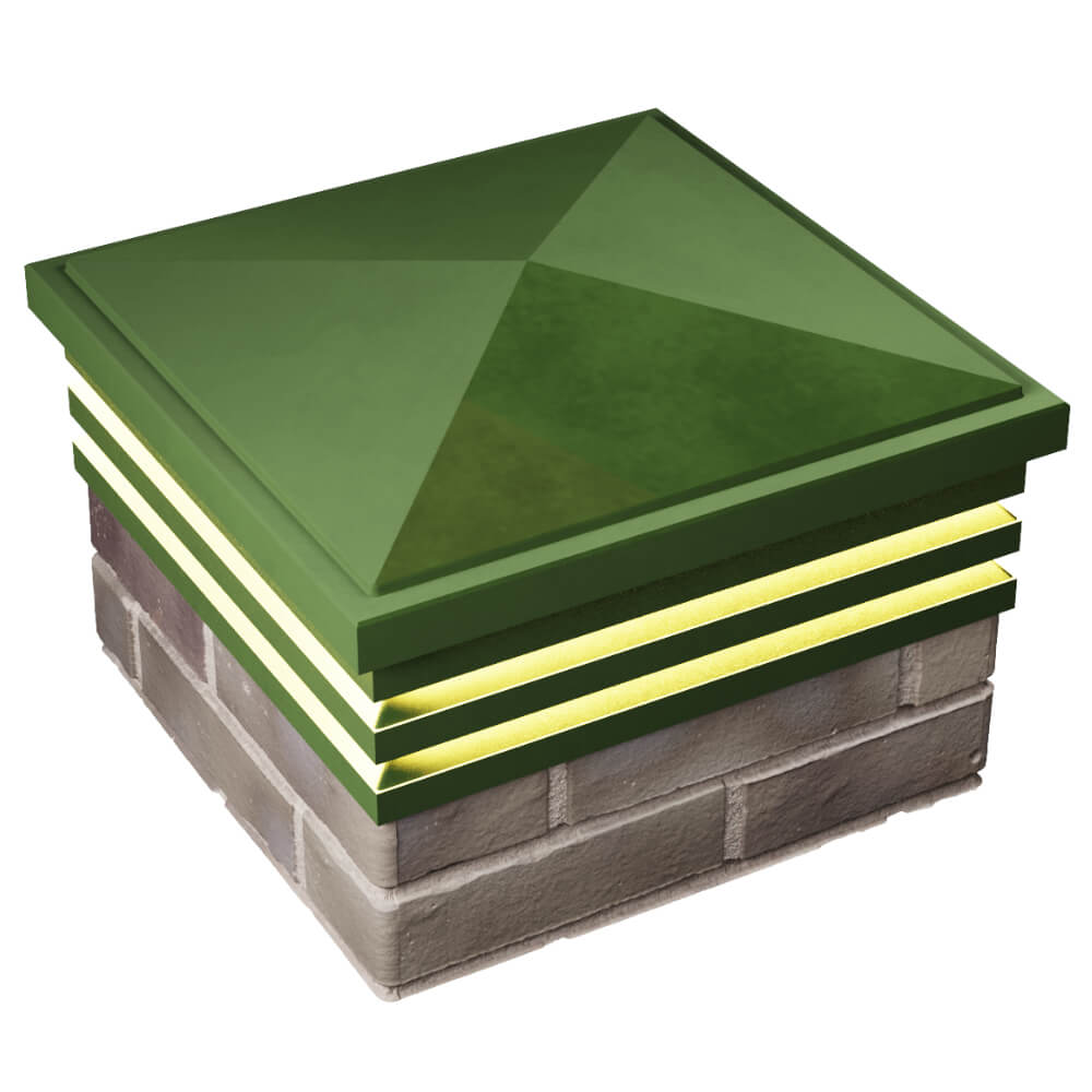 Колпак Zking Бона ХайТек Зеленый на столб 1.5х1.5 кирпича (385х385мм) с подсветкой в Нижнекамске фото