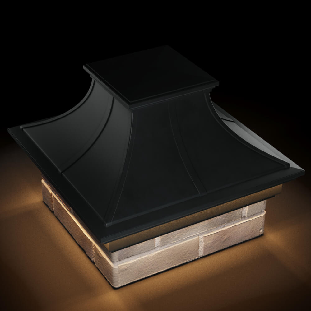 Колпак Zking Монблан Премиум Черный на столб 1.5х1.5 кирпича (385х385мм) с подсветкой в Нижнекамске фото