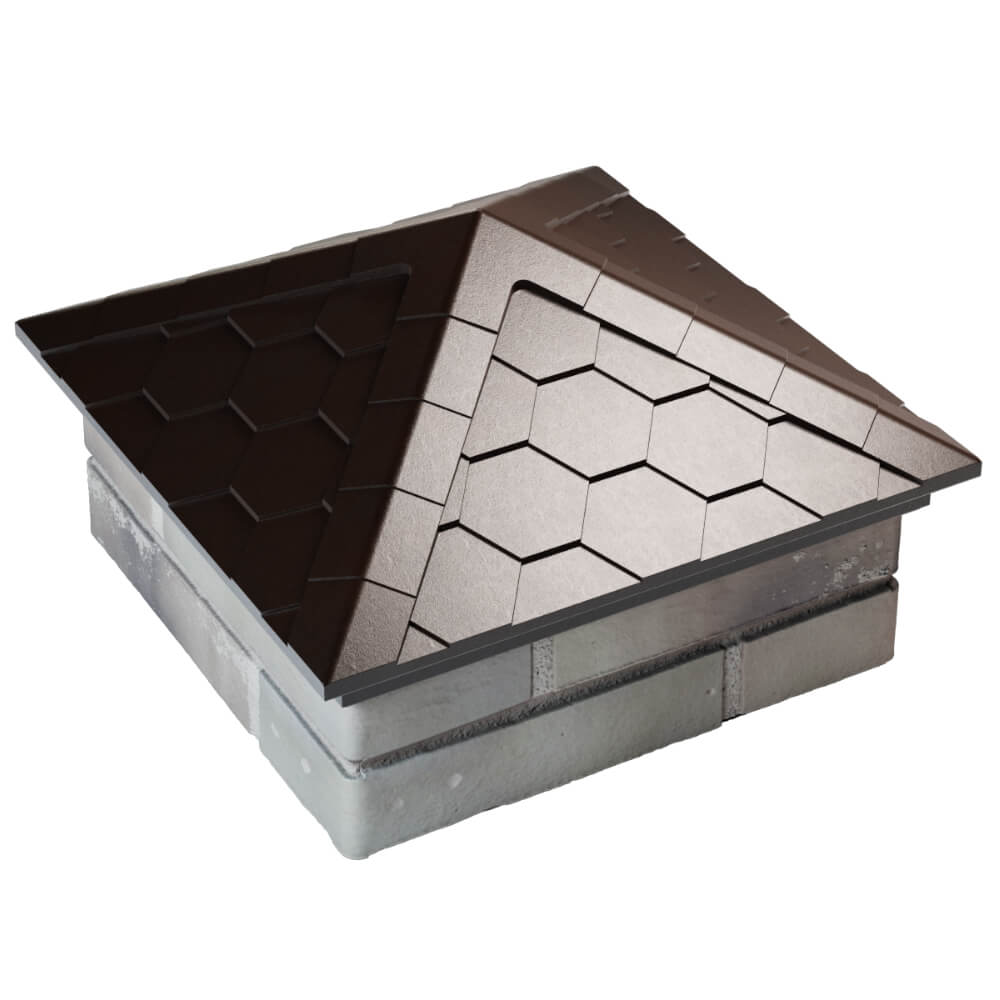 Колпак Zking Эверест Коричневый на столб 1.5х1.5 кирпича (390х390мм) в Нижнекамске фото