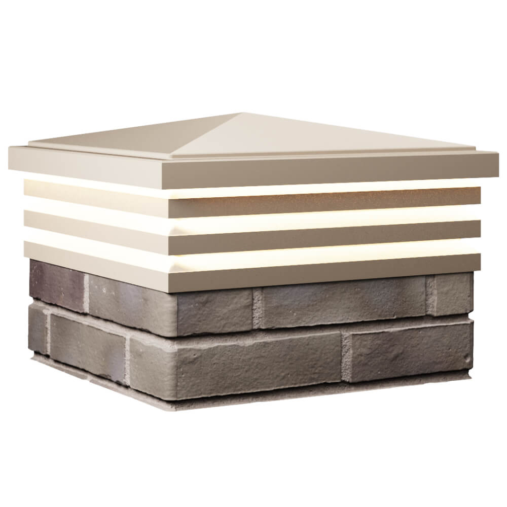 Колпак Zking Бона ХайТек Бежевый на столб 1.5х1.5 кирпича (385х385мм) с подсветкой в Нижнекамске фото