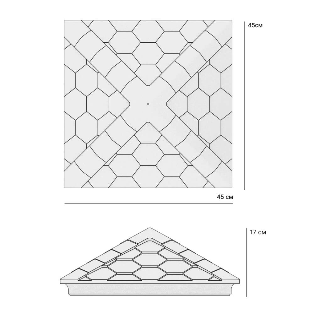 Колпак Zking Эверест Серый на столб 1.5х1.5 кирпича (390х390мм) в Нижнекамске фото