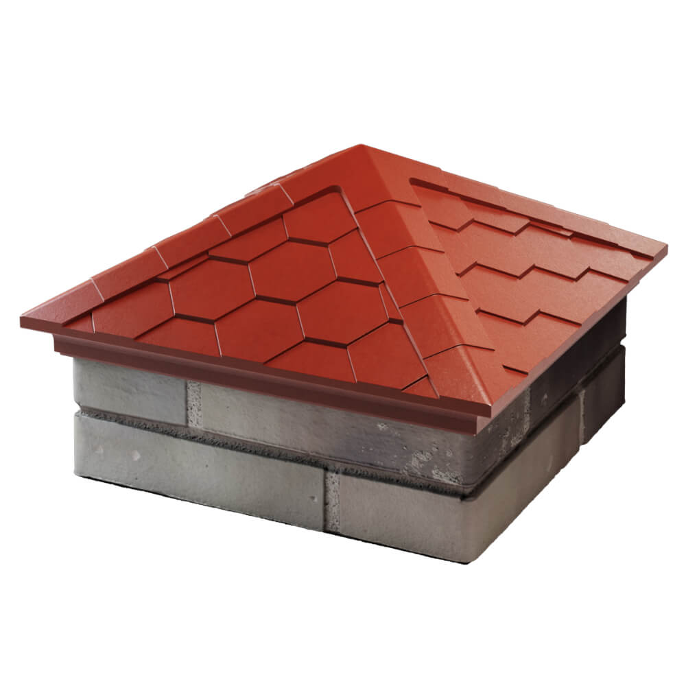 Колпак Zking Эверест Красный на столб 1.5х1.5 кирпича (390х390мм) в Нижнекамске фото