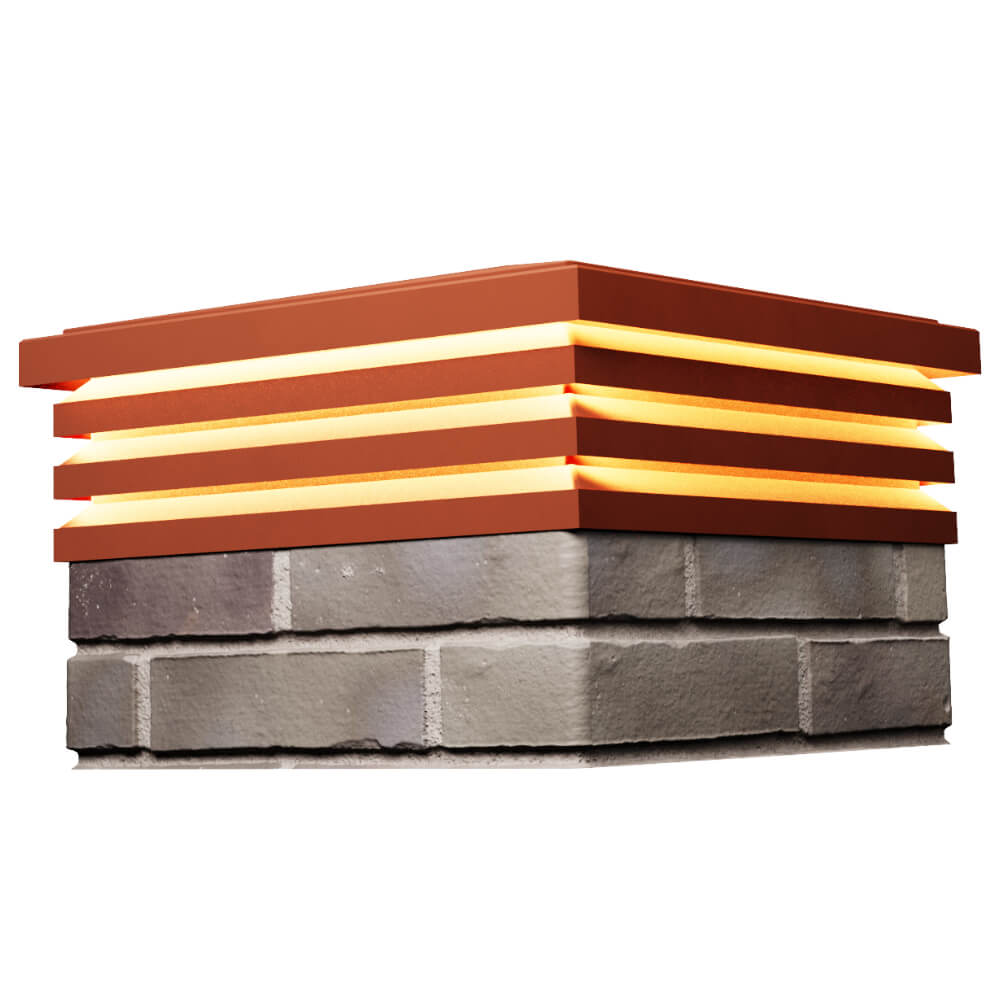 Колпак Zking Бона ХайТек Красный на столб 1.5х1.5 кирпича (385х385мм) с подсветкой в Нижнекамске фото