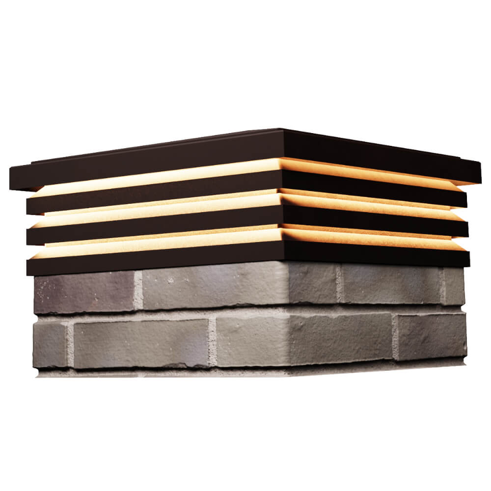 Колпак Zking Бона ХайТек Коричневый на столб 1.5х1.5 кирпича (385х385мм) с подсветкой в Нижнекамске фото