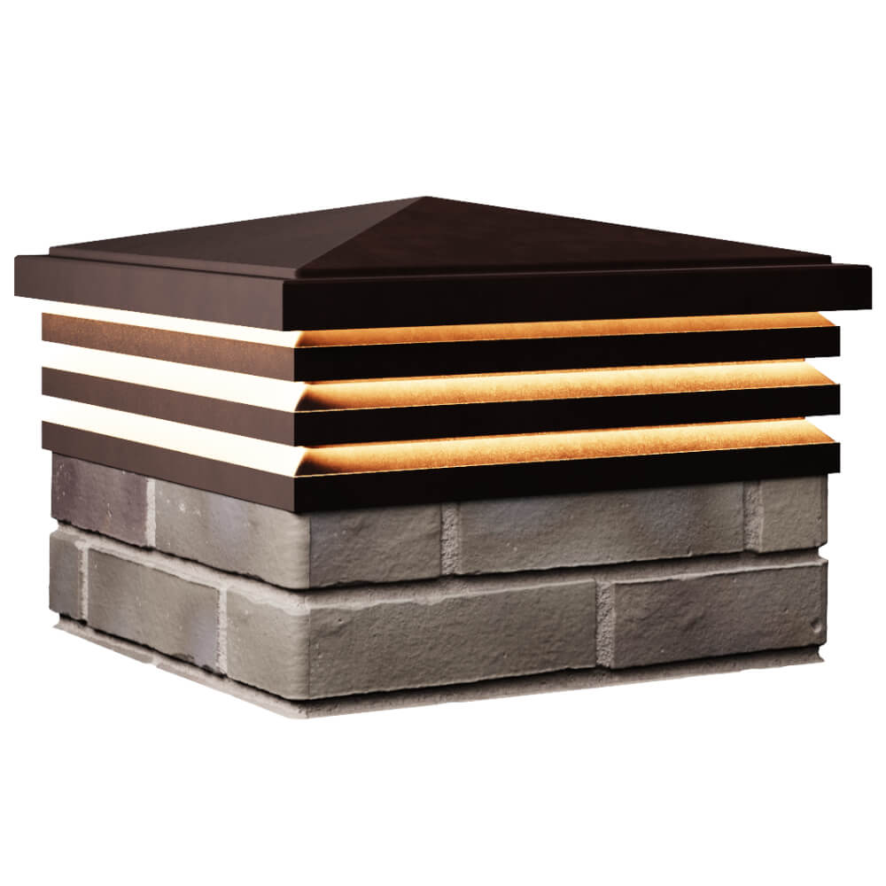 Колпак Zking Бона ХайТек Коричневый на столб 1.5х1.5 кирпича (385х385мм) с подсветкой в Нижнекамске фото