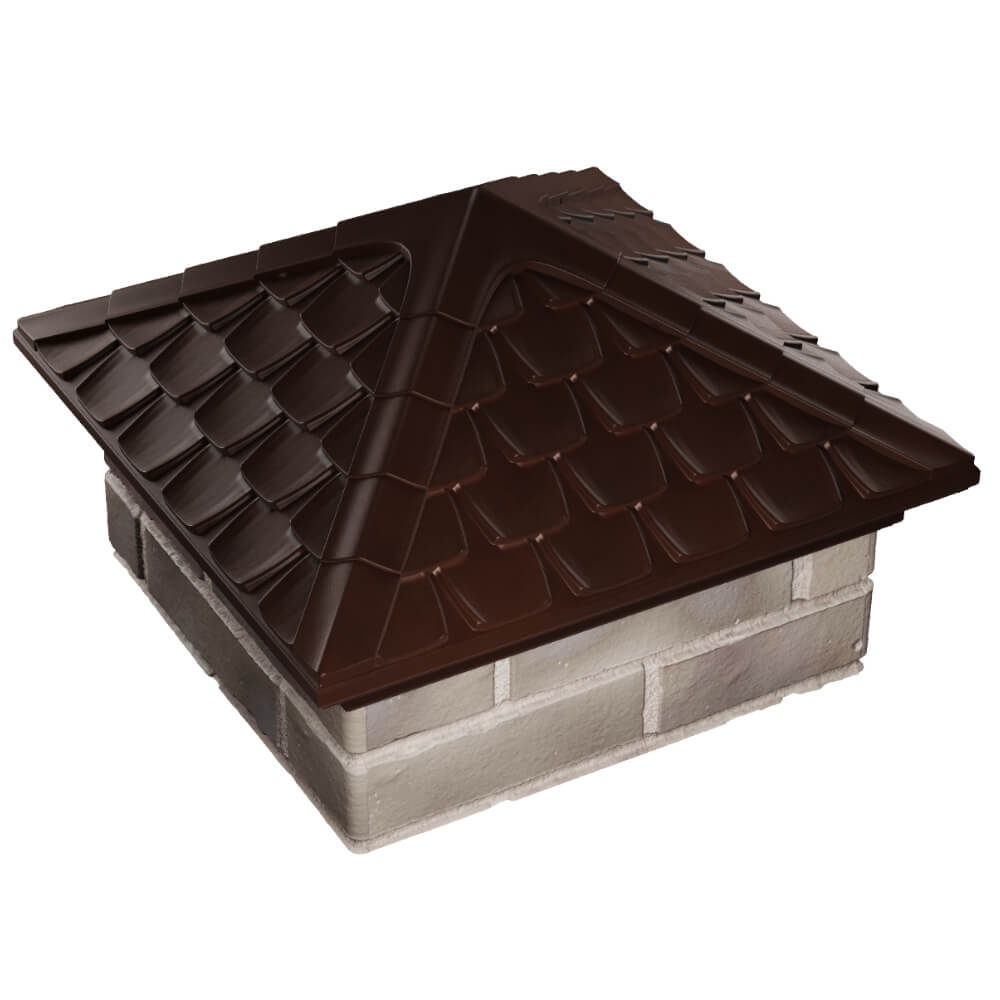 Колпак Zking Эльбрус Коричневый на столб 1.5х1.5 кирпича (385х385мм) в Нижнекамске фото