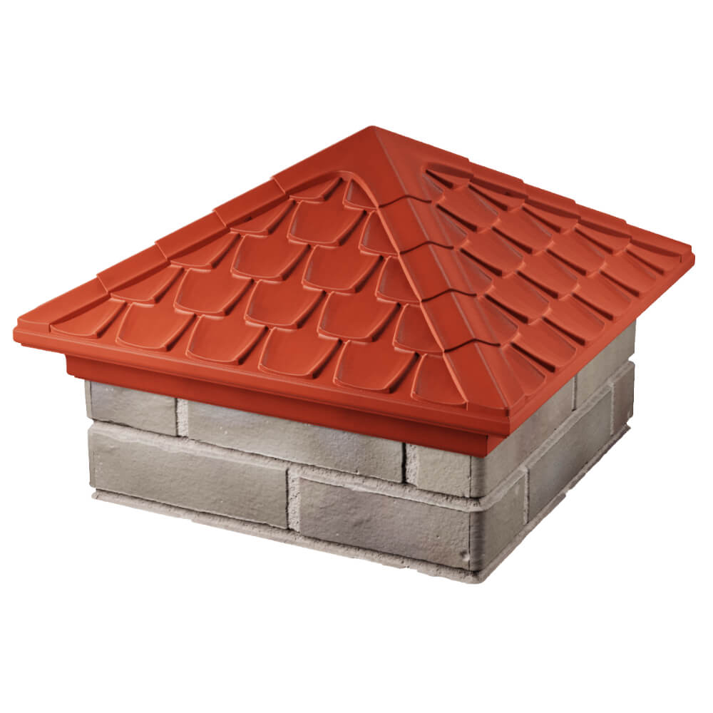 Колпак Zking Эльбрус Красный на столб 1.5х1.5 кирпича (385х385мм) в Нижнекамске фото