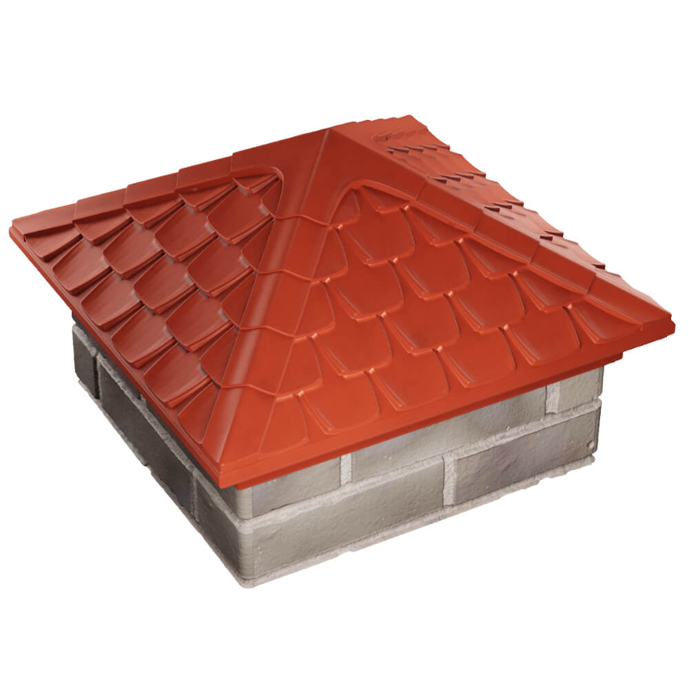 Колпак Zking Эльбрус Красный на столб 1.5х1.5 кирпича (385х385мм) в Нижнекамске фото