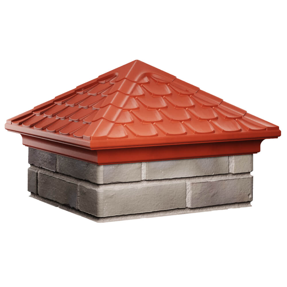 Колпак Zking Эльбрус Красный на столб 1.5х1.5 кирпича (385х385мм) в Нижнекамске фото